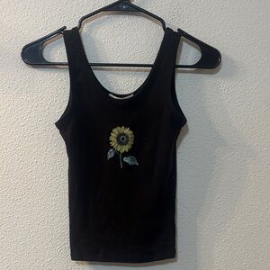 Obsessive Love Black Sunflower Tank Top - Women's Casual Crop
